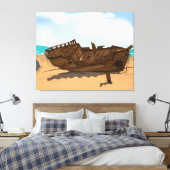 Gestrand wrak canvas afdruk (Insitu (Slaapkamer))