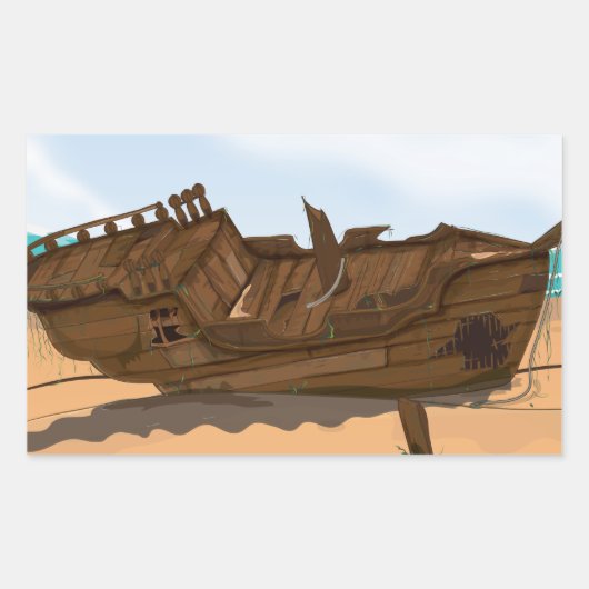 Gestrand Wrak Rechthoekige Sticker (Voorkant)