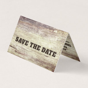 Gestrandet Hout Effect, Foto Save The Date Kaart Visitekaartjes