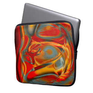 Gestreefde wijnstokken, oranje aan rood op grijs laptop sleeve