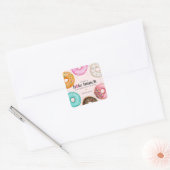 Gestreelde Donut Verjaardagsfeestje  Baby Borrelca Vierkante Sticker (Envelop)