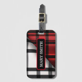 Gestreept Abstract rood zwart Collectie Bagagelabel (Voorkant (verticaal))