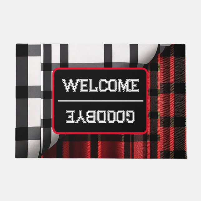 Gestreept Abstract rood zwart Collectie Deurmat (Voorkant)