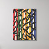 Gestreept Abstract schilderij met bladeren Canvas Afdruk (Voorkant)