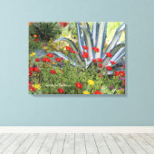 Gestreept Agave en Ice Plant Canvas Afdruk (Insitu (Houten vloer))