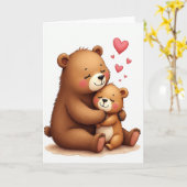 Gestreept Beren Liefdevolle Kaart (Gele Bloem)
