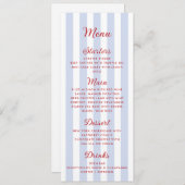 Gestreept blauw en rood huwelijksmenu menu (Voorkant / Achterkant)
