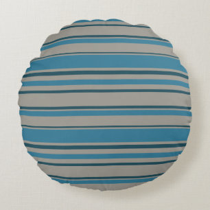 Gestreept blauw grijs rond kussen