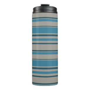 Gestreept blauw grijs thermosbeker