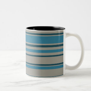 Gestreept blauw grijs tweekleurige koffiemok