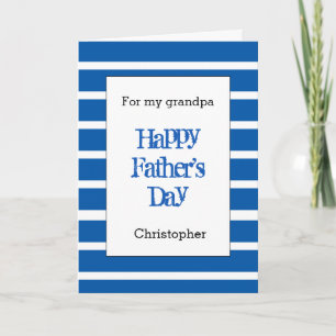 Gestreept blauw Happy Vaderdag Opa Kaart