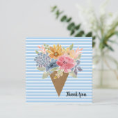 Gestreept bloemboeket Waterverf bedankkaart (Staand voorkant)