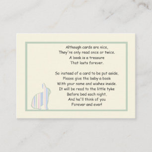 Gestreept Bunny Baby shower Boekgedicht - Kaart in