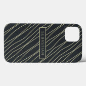 Gestreept donkerblauw patroon, aangepast Case-Mate iPhone case (Achterkant (horizontaal))