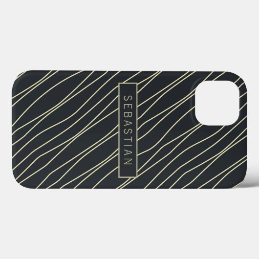 Gestreept donkerblauw patroon, aangepast Case-Mate iPhone case (Achterkant (horizontaal))
