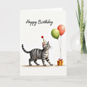 Gestreept Feestmutskaart voor Kattenliefhebbers Kaart