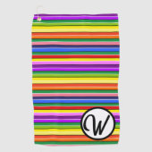 Gestreept Golfaccessoires Gepersonaliseerd Kleurri Golfhanddoek (Voorkant)