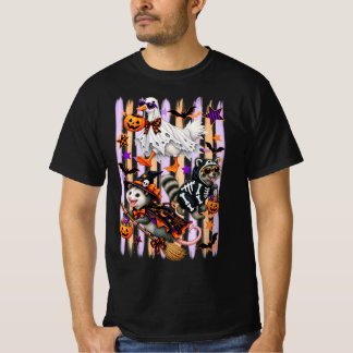 Gestreept Halloween Dwaze Gans Wasbeer opossum T-shirt