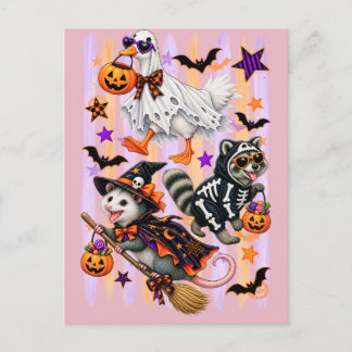 Gestreept Halloween Dwaze Gans Wasbeer opossum Uitnodiging Briefkaart