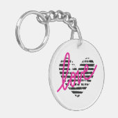 Gestreept Hart Liefde Design Sleutelhanger (Voorkant Links)