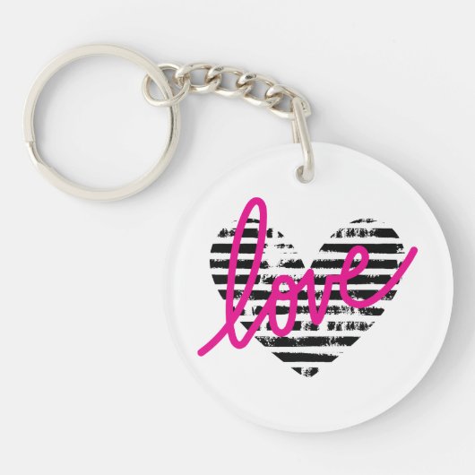 Gestreept Hart Liefde Design Sleutelhanger (Voorkant)