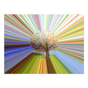 Gestreept herfstboom Abstracte Kunst Foto Afdruk