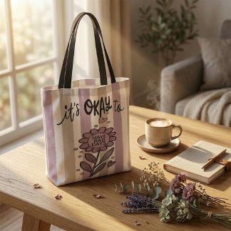 Gestreept Het Is Oké | Mentale Gezondheidsbewustzi Tote Bag