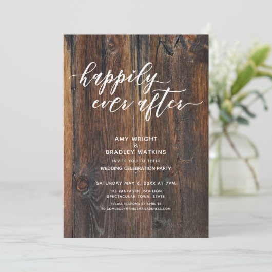 Gestreept Hout Handgeschreven En Toen Was Er Geluk Kaart (Staand voorkant)