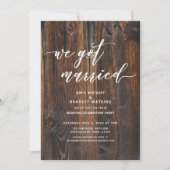 Gestreept Hout Handschrift We Zijn Getrouwd Kaart (Voorkant)