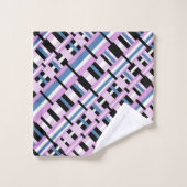 Gestreept in Slate Blue, Orchid, Black & White Bad Handdoek (Wasdoekje)