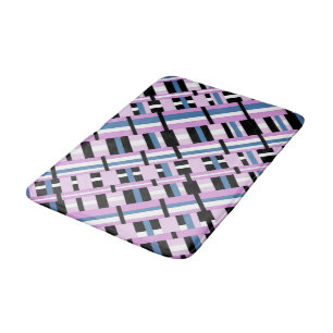 Gestreept in Slate Blue, Orchid, Black & White Badmat