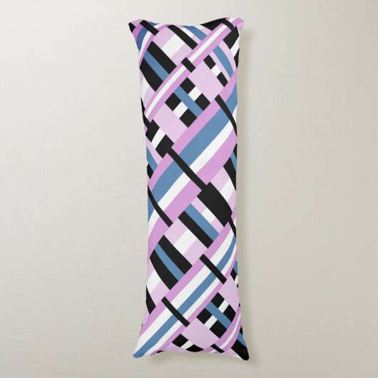 Gestreept in Slate Blue, Orchid, Black & White Lichaamskussen (Voorkant Verticaal)