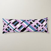 Gestreept in Slate Blue, Orchid, Black & White Lichaamskussen (Achterkant)