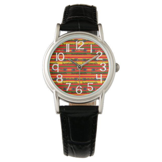 Gestreept Juneteenth Horloge (Voorkant)