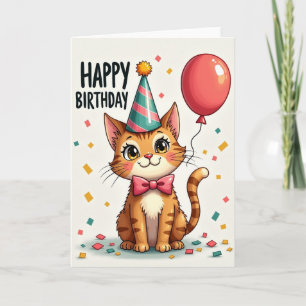 Gestreept kat ballon kaart