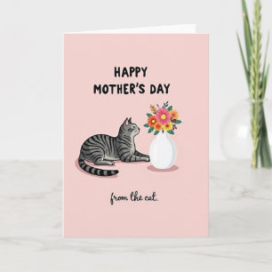Gestreept kat bloem Moederdag kaart