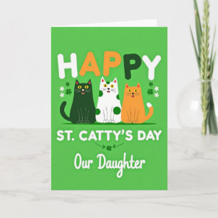 Gestreept Kat Gelukkig St Cattys Dag Kaart