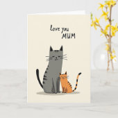 Gestreept Kat Lief Moeder Kaart (Gele Bloem)