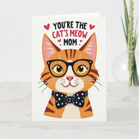 Gestreept kat Moederdag kaart (Voorkant)