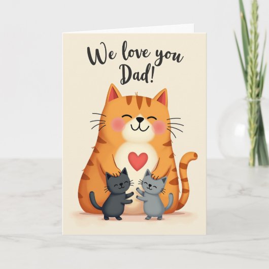 Gestreept kat vadersdag kaart (Voorkant)