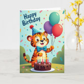 Gestreept kattenfeesthoed kaart (Gele Bloem)