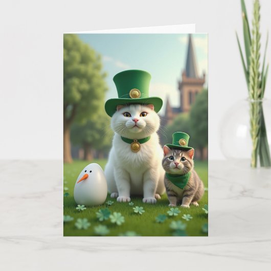 Gestreept Kitten Shamrock Kaart (Voorkant)