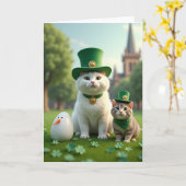 Gestreept Kitten Shamrock Kaart (Gele Bloem)