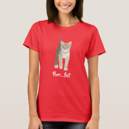 Gestreept Kittens T-Shirt Rode Korte Mouwen
