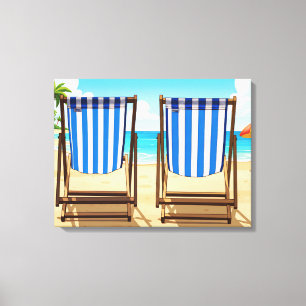 Gestreept ligstoel canvas print