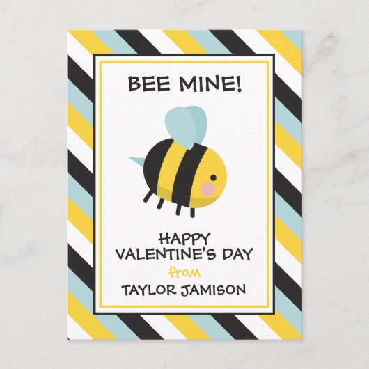 Gestreept Mijne Valentijnskaarten voor in de Klas Briefkaart (Voorkant)