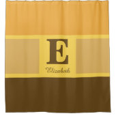 Gestreept Modern Elegant Geel Bruin Monogram Douchegordijn (Voorkant)