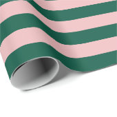Gestreept Modern Kerstfeest Groen Roze  Cadeaupapier (Rol Hoek)