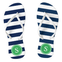 Gestreept monogram in Navy & Green