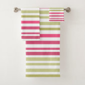 gestreept olijfroze bad handdoek (Insitu)
